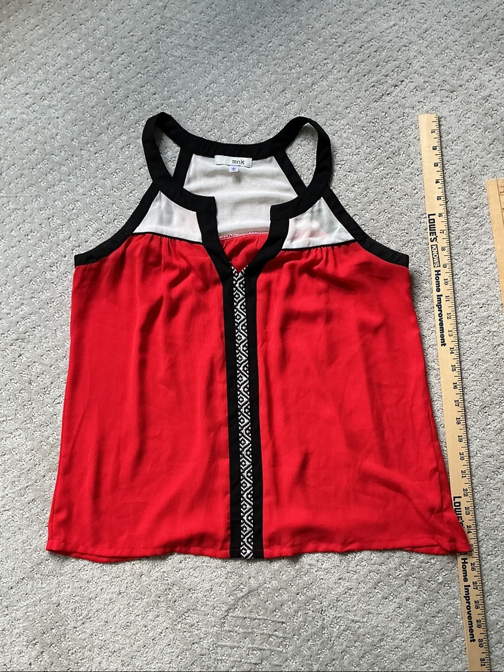 Pink Republic Red and White Sleeveless Halter Tank with Black Trim